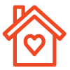 Heart in house icon logo
